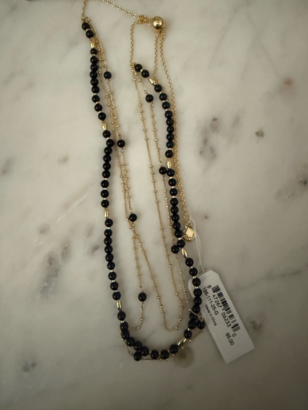 Gorjana Gold Layered Necklace with Black Beads